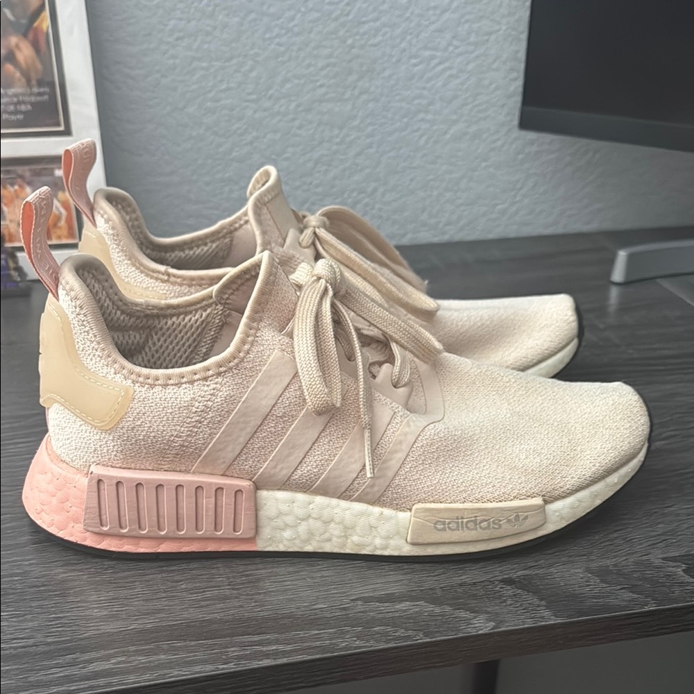 Adidas Beige and Pink Casual Sneakers